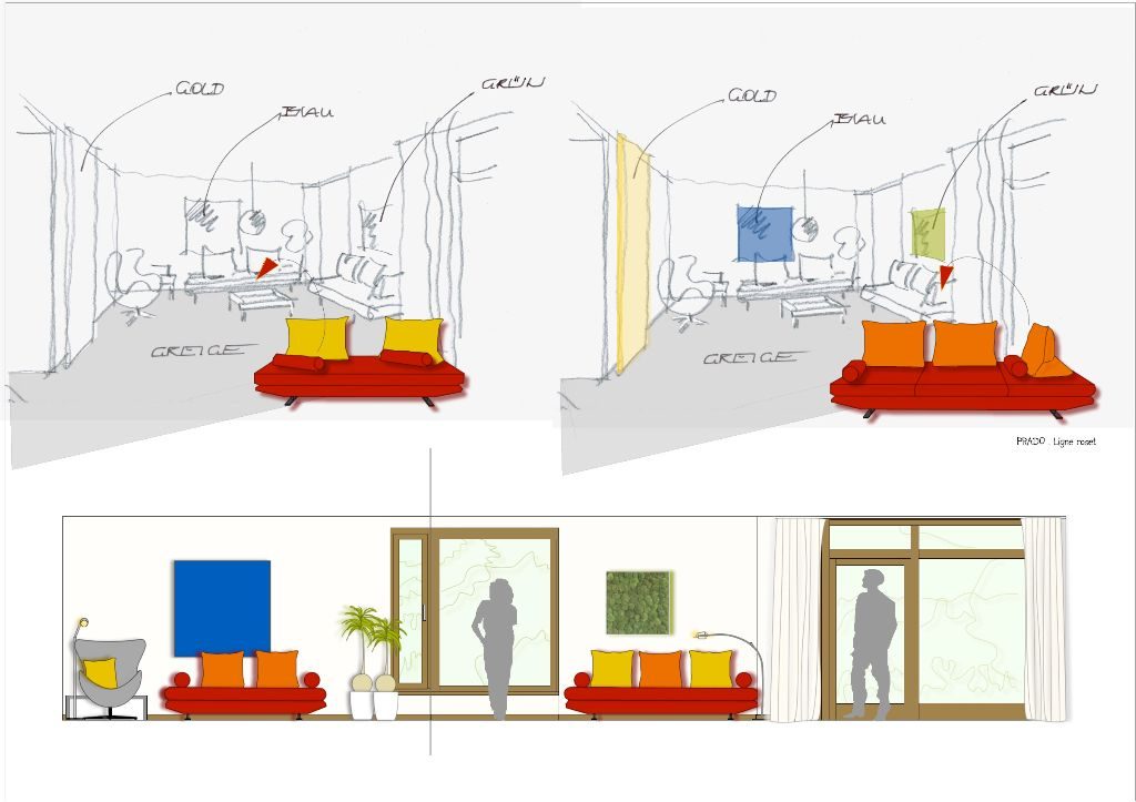Wohnzimmer-Skizze-Plan